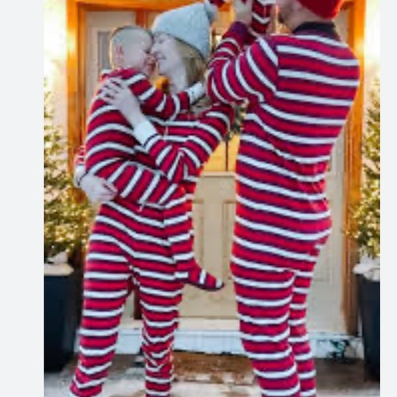 Old navy striped PRINTED THERMAL-KNIT ONE-PIECE PAJAMAS FOR WOMEN OLD NA… - Picture 2 of 8